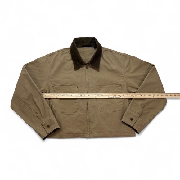 Women’s Uniqlo Zip-Up Short Jacket with Corduroy Collar Large Pockets Boxy Fit L - Picture 5 of 8